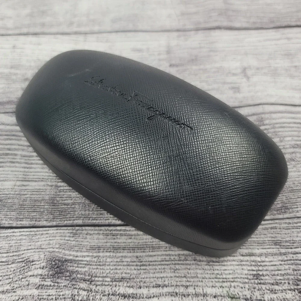 Salvatore Ferragamo Black Saffiano Hardshell Eyeglass Case Designer Luxury Case